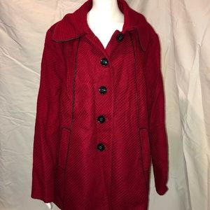 Simonton Says Wool Blend Peacoat Red NWT 2x